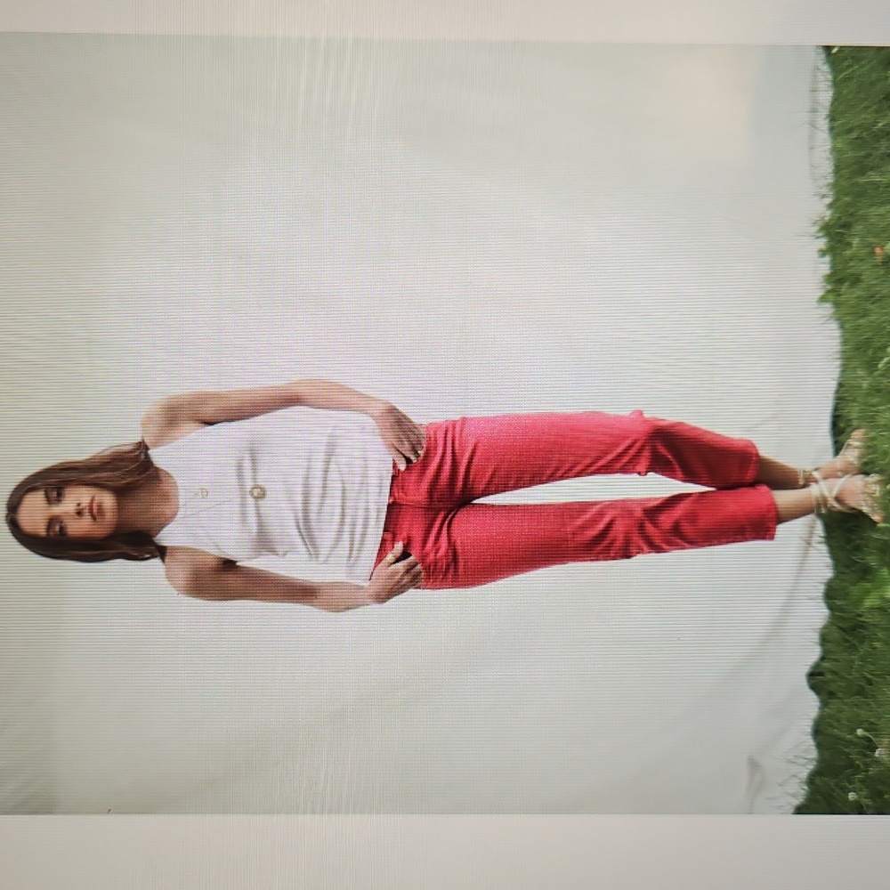 R13: NEW Vivid Pink Stretch Boy Straight Cropped Jeans